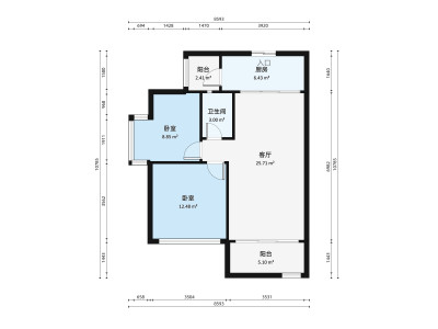 合正锦园南区小区2室1厅户型图1
