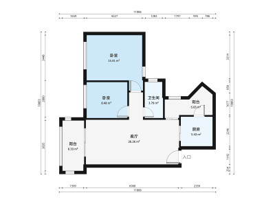 锦绣荣城小区2室1厅户型图3