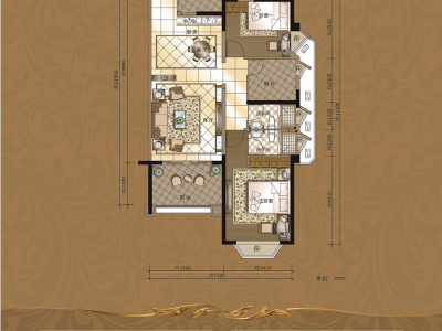 鼎威花园小区2室2厅2卫户型图1