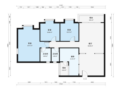 都汇豪庭小区3室1厅户型图2