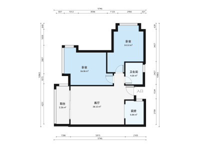 樵山美地花园小区2室2厅户型图1