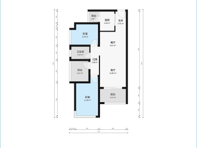 同和悦园小区2室2厅1卫户型图1