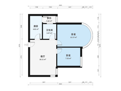 汇景豪苑小区2室1厅户型图2