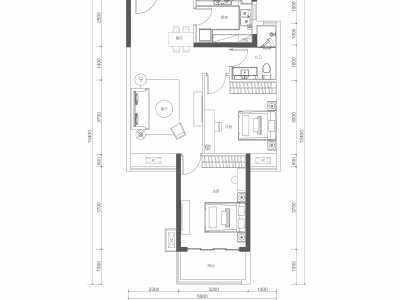 满京华云曦花园小区2室2厅2卫户型图1
