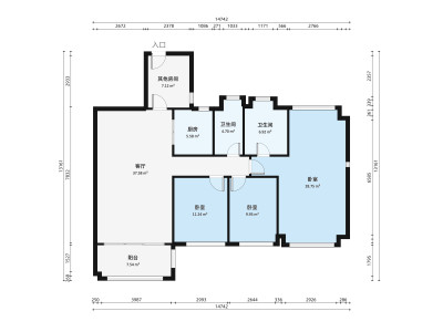 锦绣御景国际一期小区3室1厅户型图3