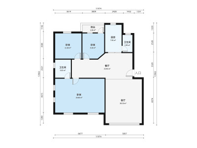 东康庭3室2厅户型图3