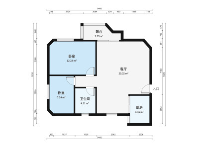 祥和花园一期小区2室1厅户型图3