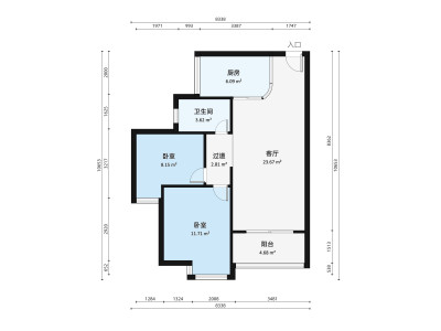 恒运豪庭小区2室2厅户型图1