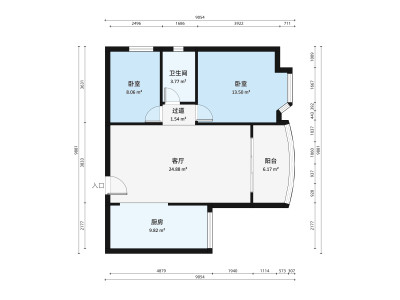 德怡居小区2室2厅户型图1