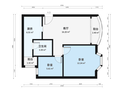 银城花园小区2室1厅户型图2