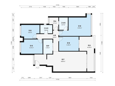 樵山美地花园小区4室2厅户型图1