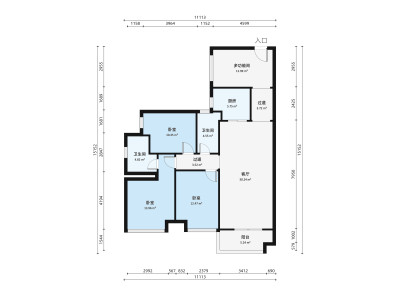 美的明湖观澜别墅小区3室2厅户型图3