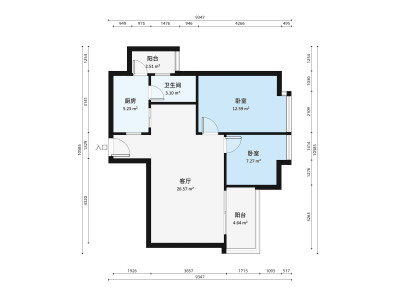 恒基花园北区小区2室1厅户型图2