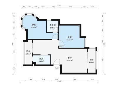 雅居蓝湾(高明)小区2室2厅户型图1