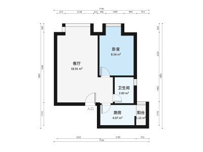 名骏豪庭小区1室1厅户型图1