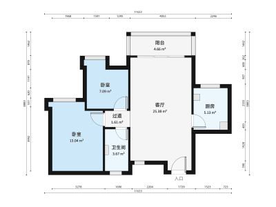 长信御景峰小区2室1厅户型图3