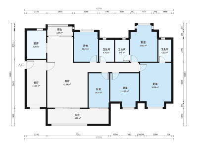 右岸春天小区5室2厅户型图1