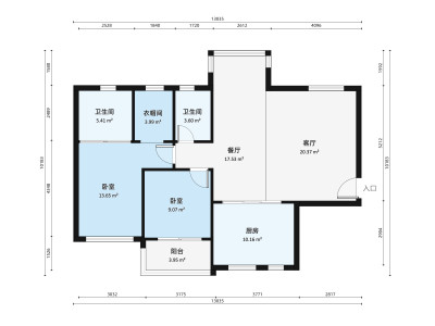 天成峰景小区2室2厅户型图1
