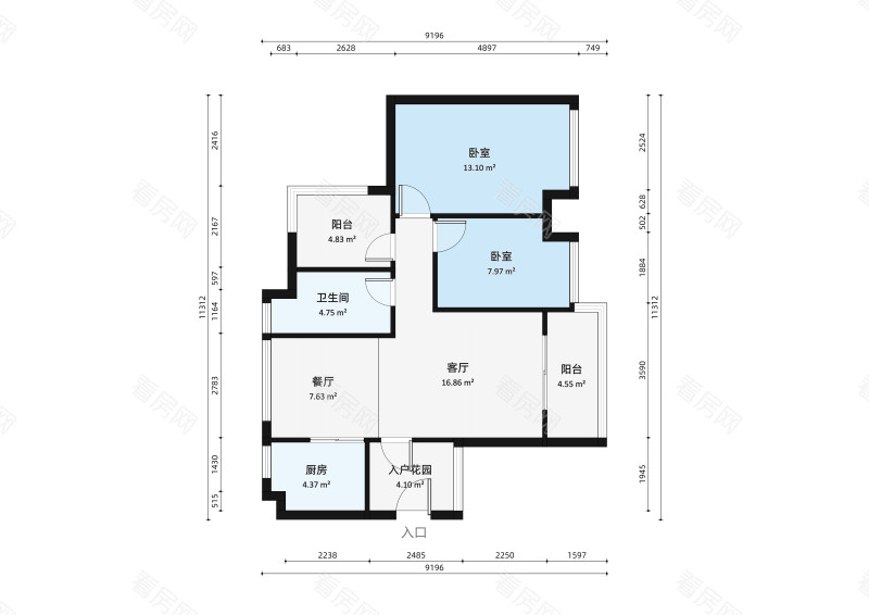 保利时代小区3室2厅户型图11