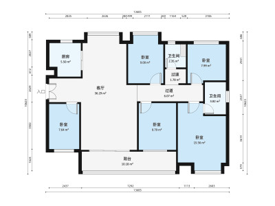 保利茉莉公馆小区5室2厅户型图2