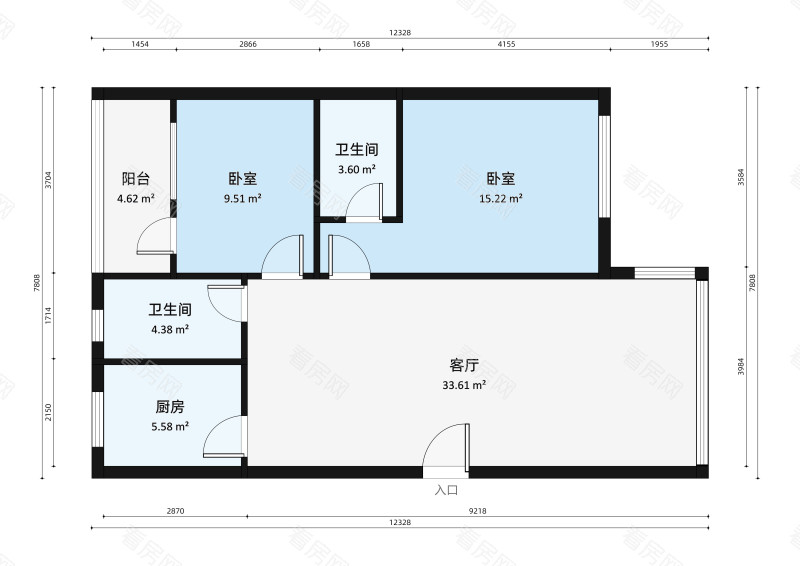 富豪山庄北区小区2室2厅户型图5
