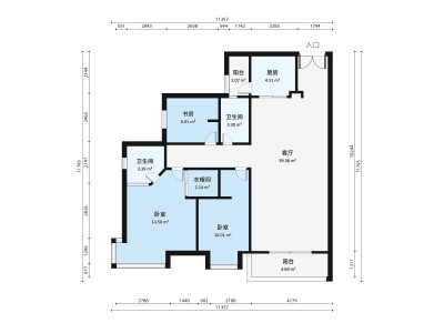 天健阳光华苑小区3室2厅户型图2