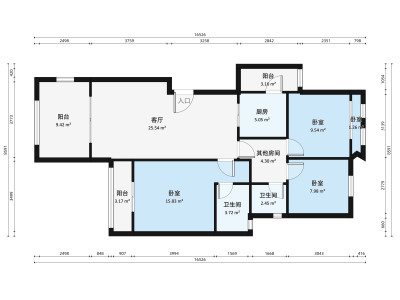 万科城B区小区3室1厅户型图3