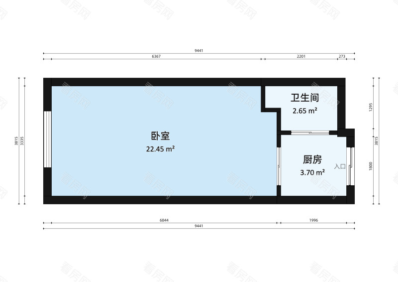 东尚新地小区1室1厅户型图3