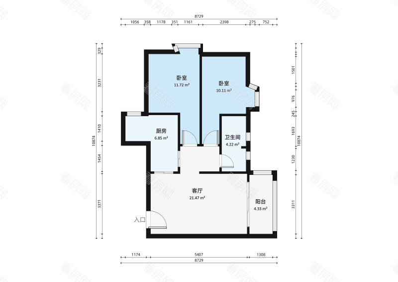 城市花园宝富阁小区2室2厅户型图6