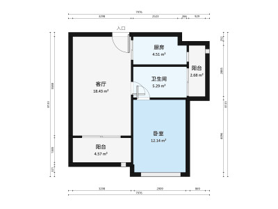 华发悦府小区1室2厅户型图3