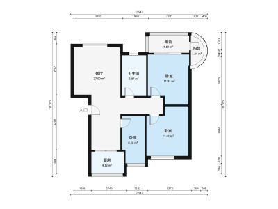 文锦渡海关三院生活区小区3室2厅户型图1