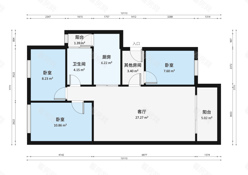 兴隆大厦小区3室1厅户型图