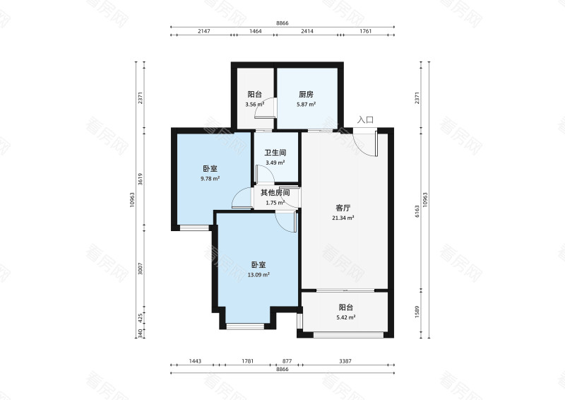 远洋新悦小区2室1厅户型图