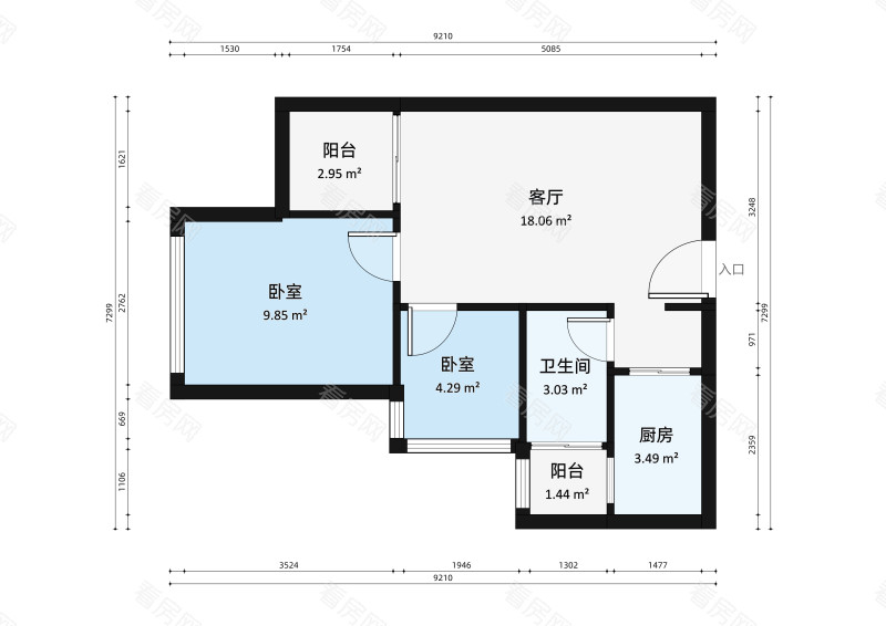 锦缘里嘉园 罗湖精装两房，总价315万_锦缘里嘉园二手房户型图片7