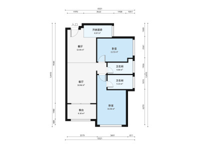 豪逸御华庭小区2室2厅户型图1