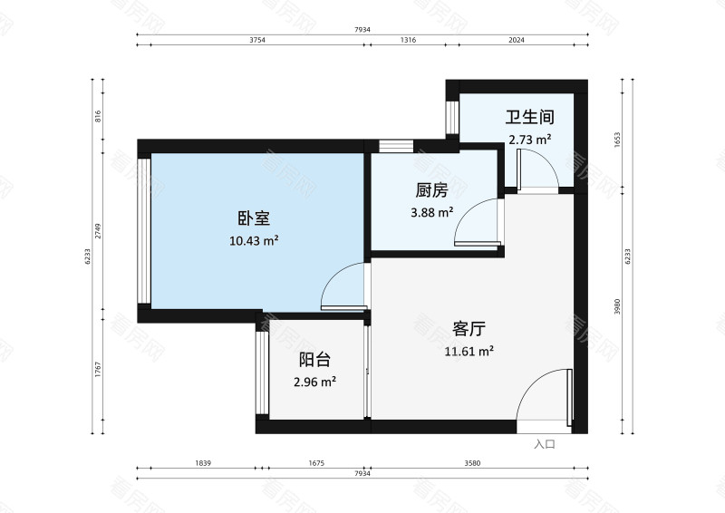 未来荟小区1室1厅户型图5