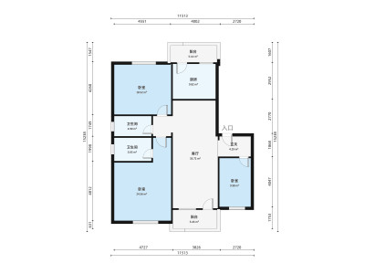 莲柏新村小区3室2厅户型图3