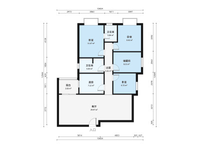 新安湖花园三期小区4室1厅户型图1