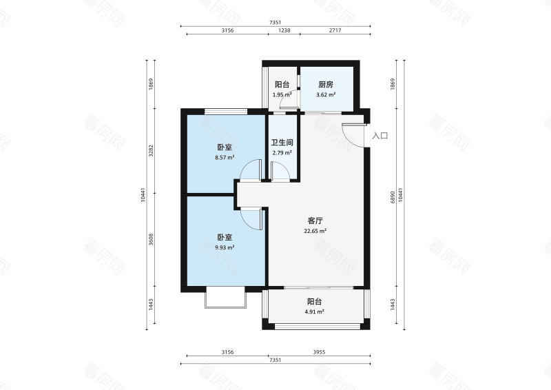帝景豪庭东区2室1厅户型图1