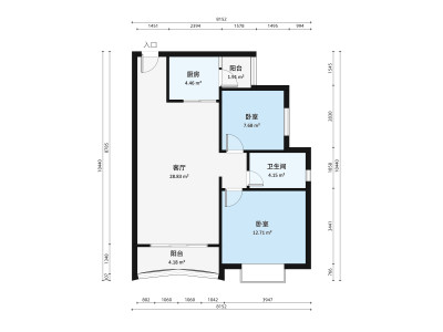 丽景城小区2室1厅户型图4