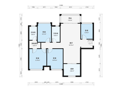 美的花湾城小区3室2厅户型图4
