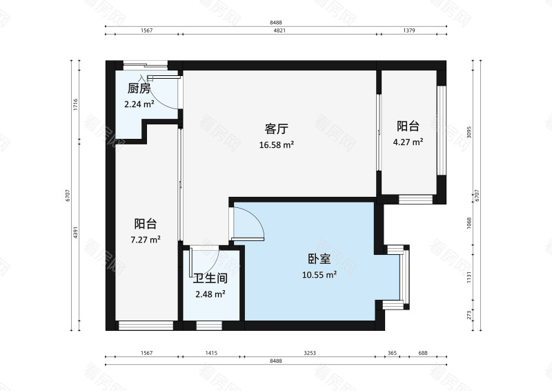 锦绣荣城小区1室1厅户型图3