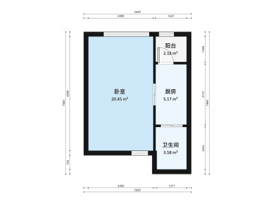 保利花园二期小区2室2厅户型图1