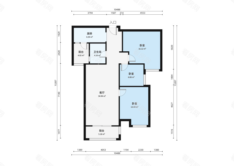 中海锦城小区3室2厅户型图6