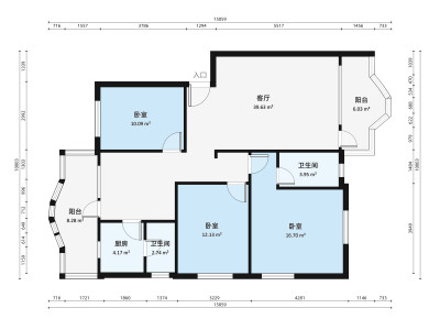 侨苑花园小区3室2厅户型图2