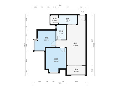 中海金沙湾A区小区2室1厅户型图1