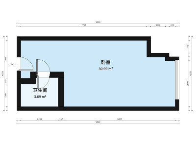 绿地国际花都小区1室1厅户型图1