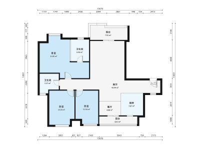 景观一品小区3室2厅户型图2