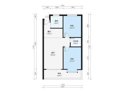 康庭苑小区2室1厅户型图2