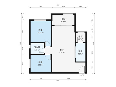 首誉小区2室2厅户型图1